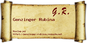 Genzinger Rubina névjegykártya